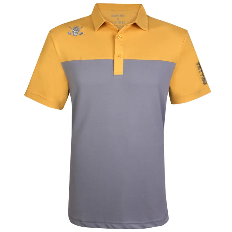 2-Tone Cool-Stretch Men's Golf Shirt (Grey/Gold) - Price Slashed!