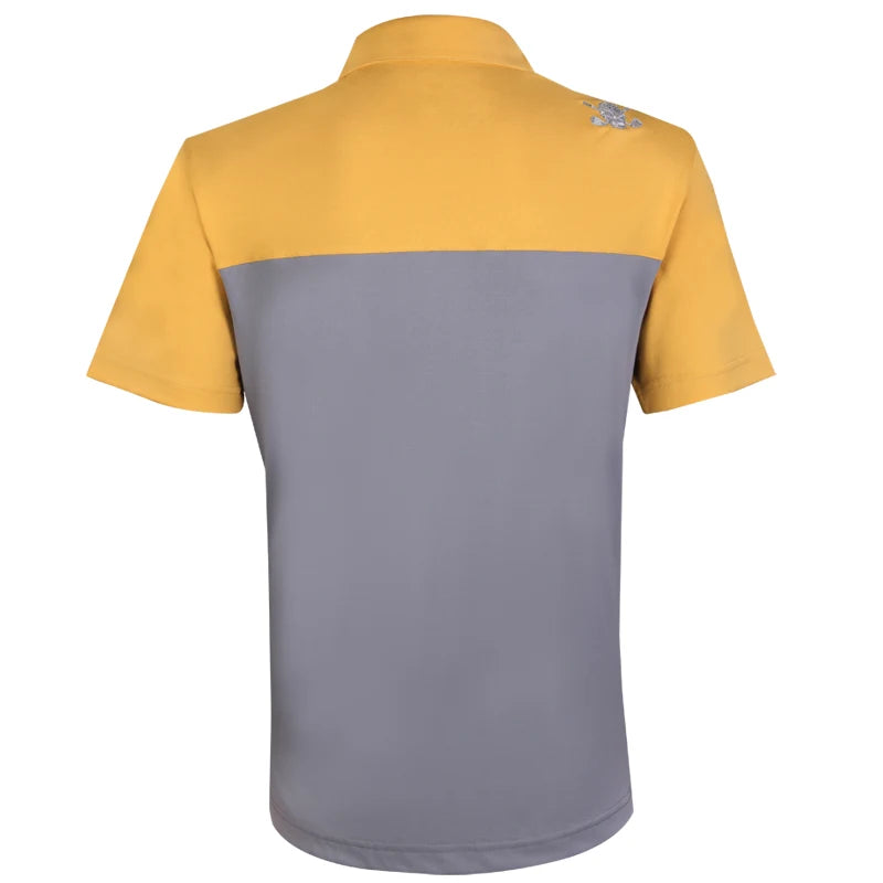 2-Tone Cool-Stretch Men's Golf Shirt (Grey/Gold) - Price Slashed!