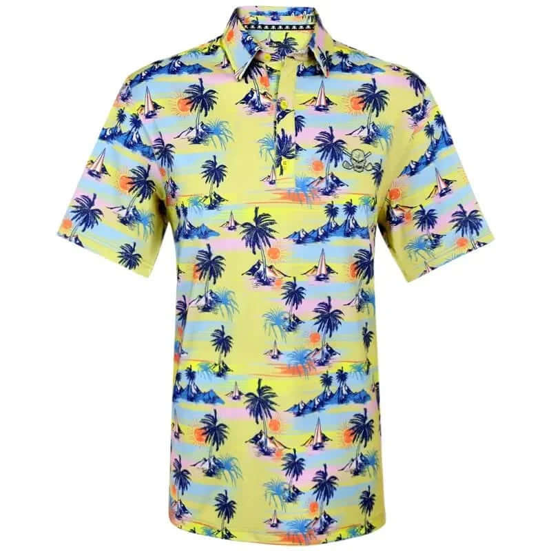 Vintage Hawaiian patterned golf shirt