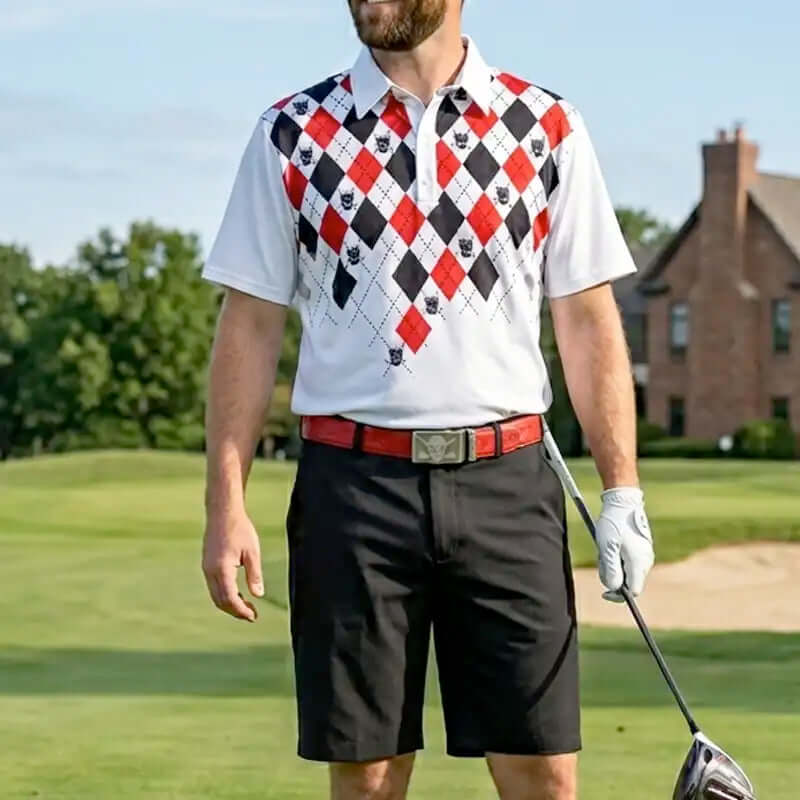 Man in golf attire on a golf course