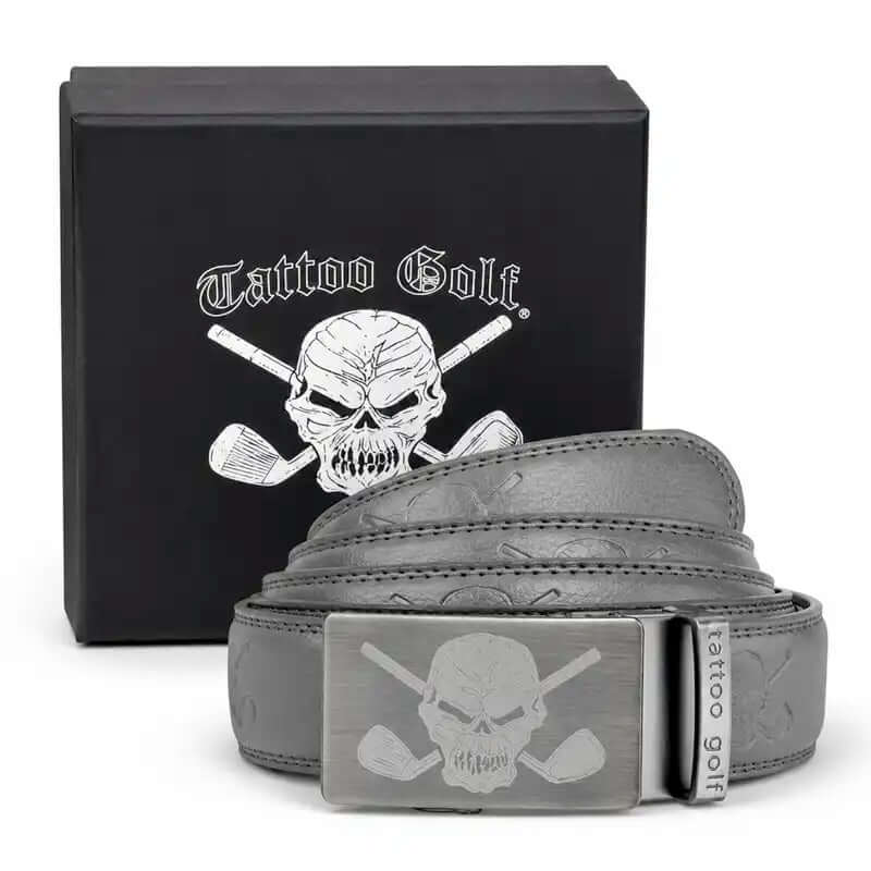 Cool gray ratchet golf belt for men by Tattoo Golf