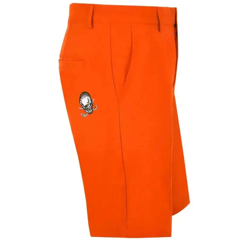 OB ProCool Golf Shorts in vibrant orange with embroidered logo, designed for comfort and performance in golf.