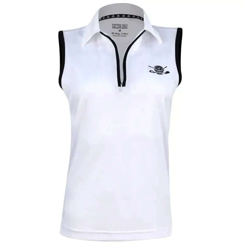 sleeveless white golf top