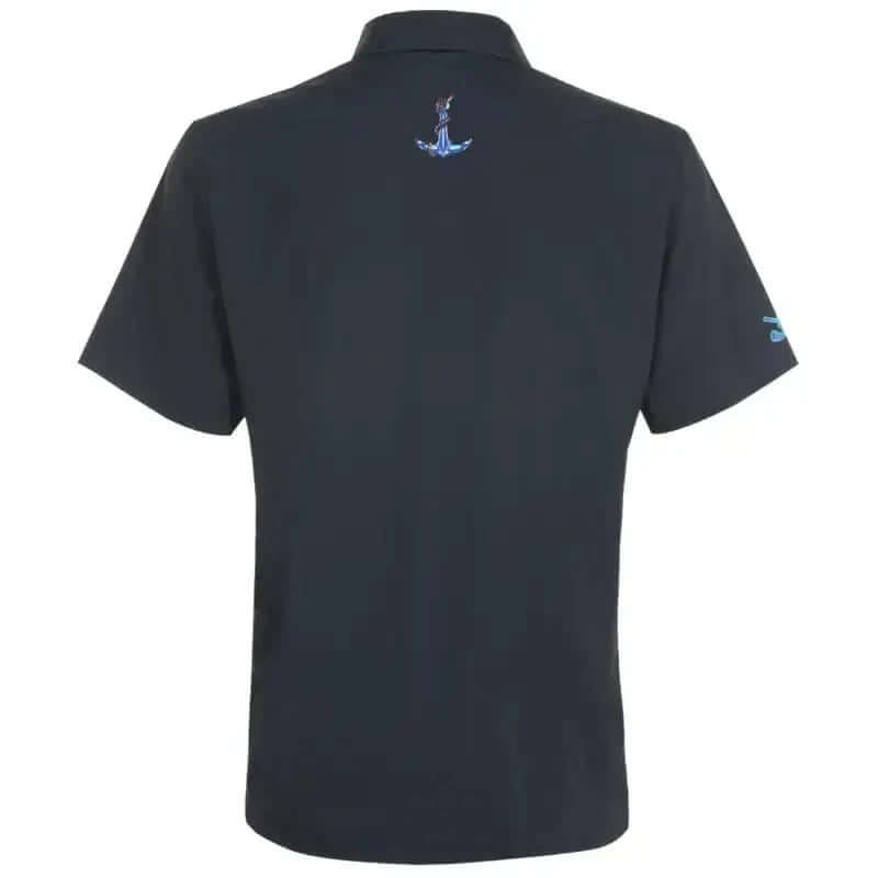 Black birdie polo shirt with a small logo on the chest