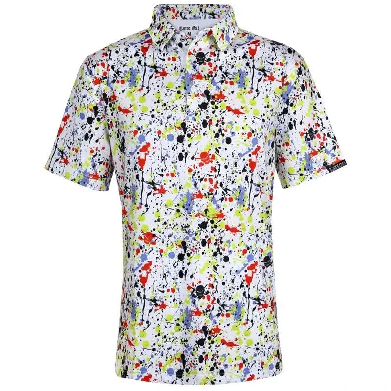 paint splatter golf shirt