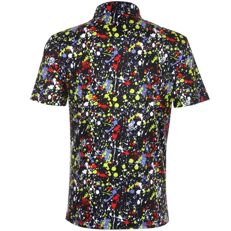 Colorful splatter paint pattern golf shirt