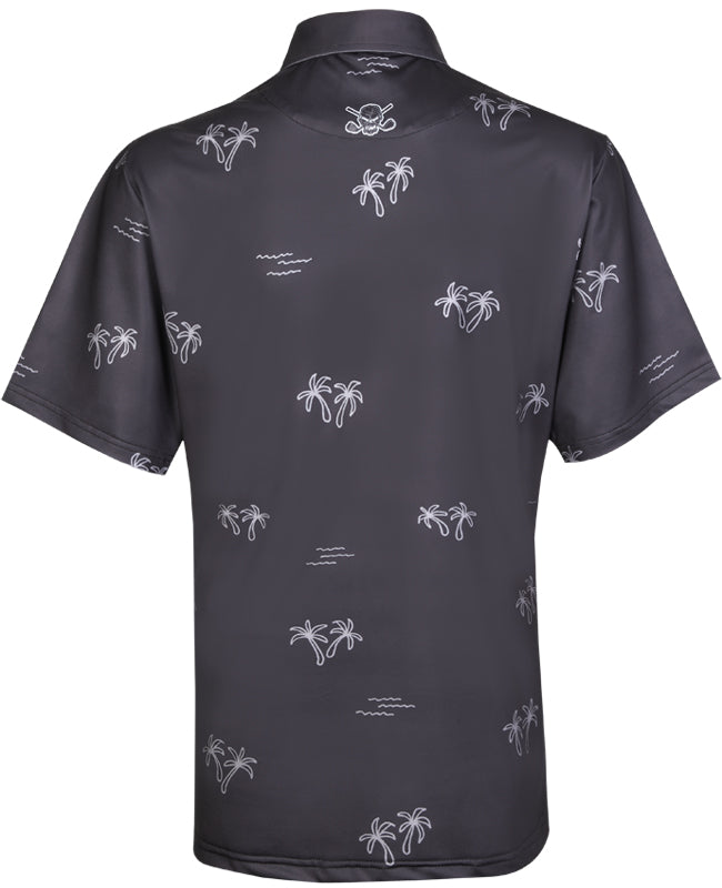 Aloha Cool-Stretch Men's Hawaiian Golf Shirt (Charcoal)