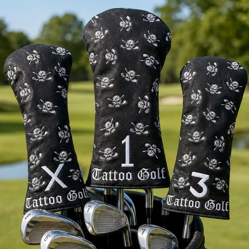 wild black skull golf club covers