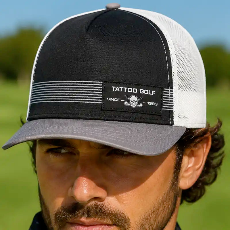 Tattoo Brand Premium Trucker Golf Hat (Black/White)
