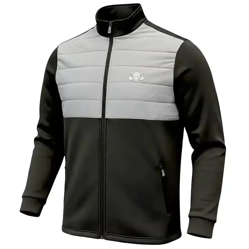 Men's Clubhouse Golf Jacket in Black featuring lightweight design and stylish paneling for optimal performance.