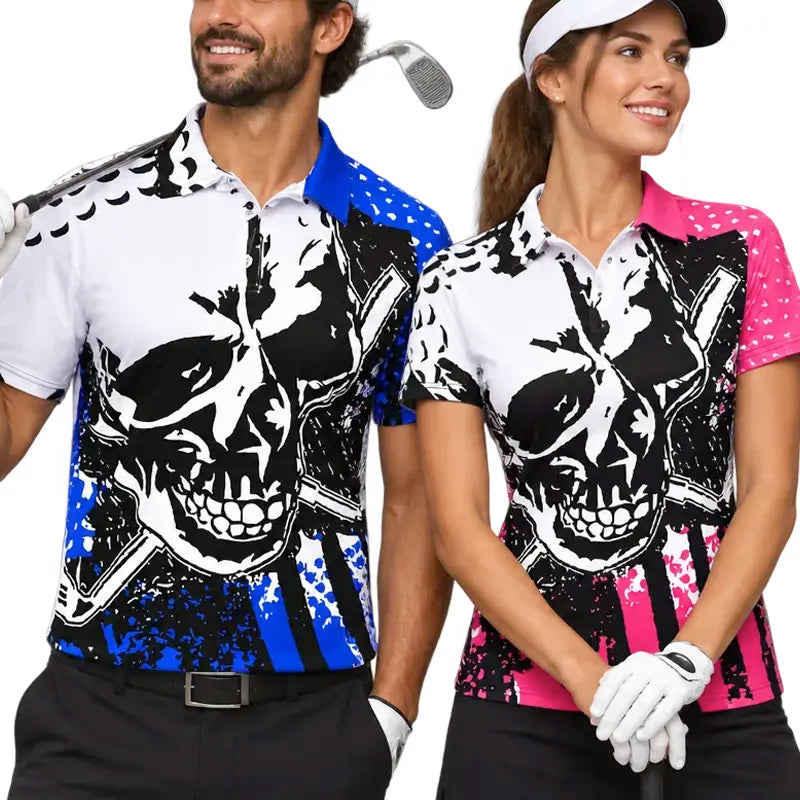 Blade Matching Golf Polo Shirts (Blue/Pink)