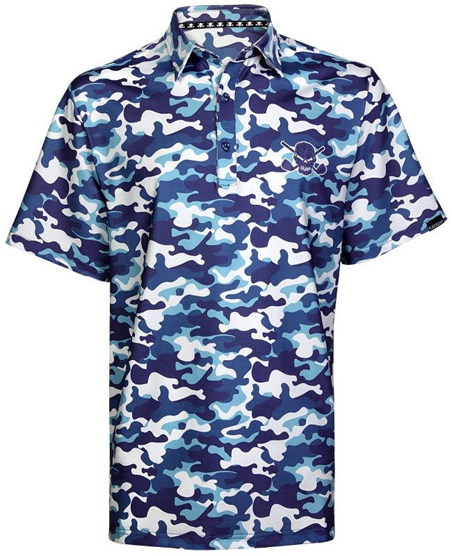 Men's Camo Cool-Stretch Golf Shirt – Blue - Small & 4XL Only