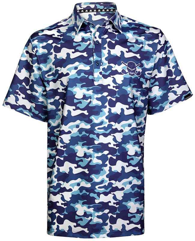 Men's Camo Cool-Stretch Golf Shirt – Blue - Small Only