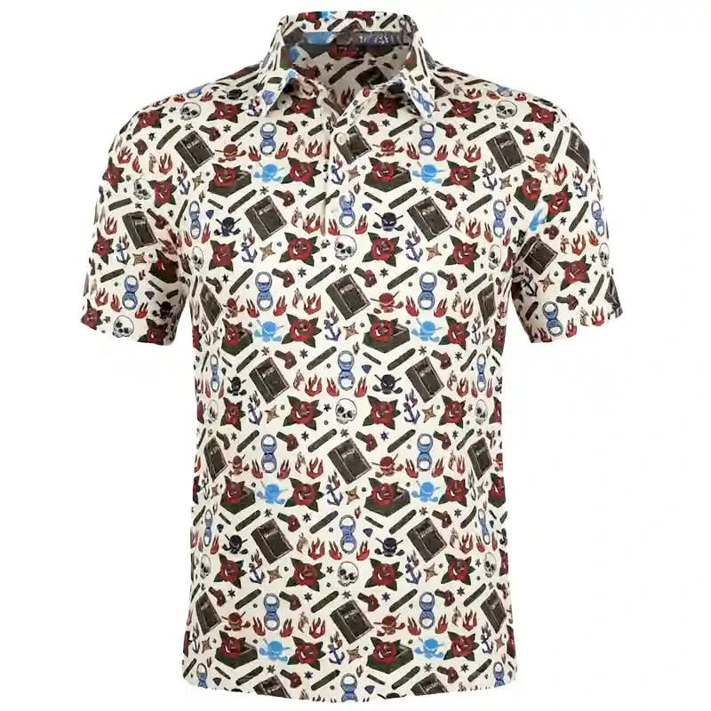 polo shirt with a detailed cigar flash pattern