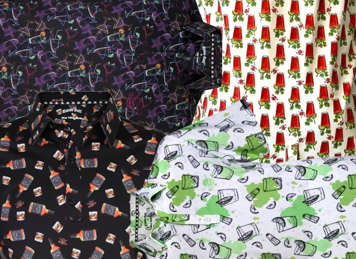 cocktail drink pattern golf shirts