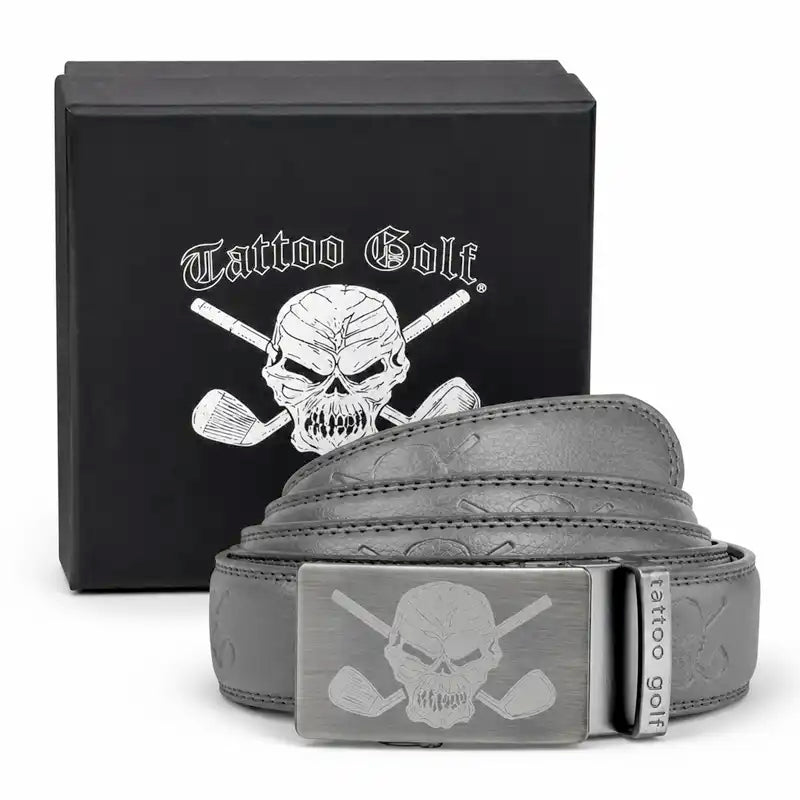Cool gray ratchet golf belt for men by Tattoo Golf