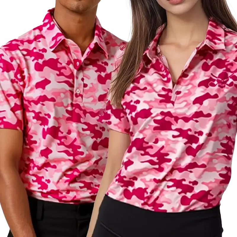 Camo His & Her's Matching Golf Shirts (Pink)