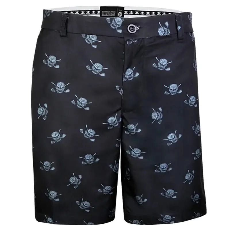 Black shorts with black skulls pattern