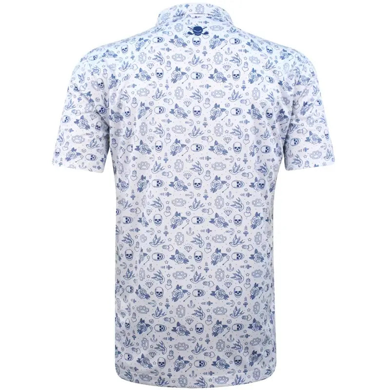 white tattoo flash golf top