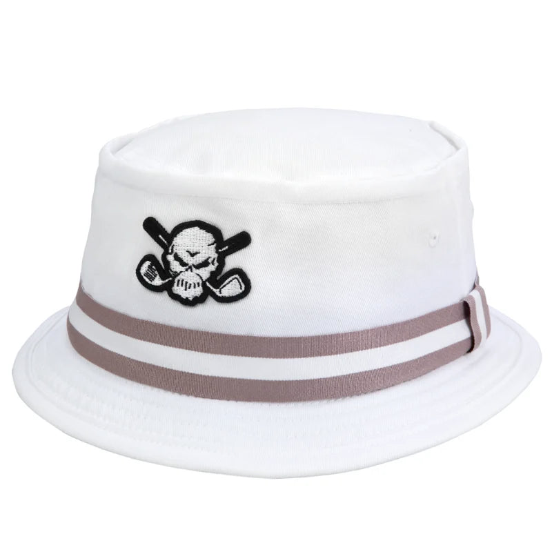 Premium Bucket Golf Hat w/ Skull (White)