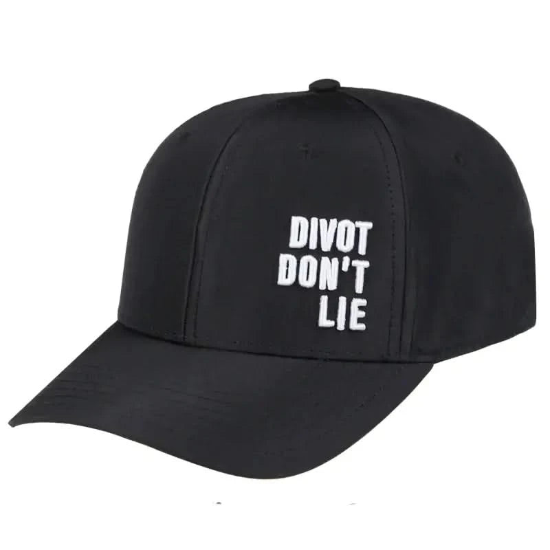 Tattoo Golf Divot Don't Lie golf hat shown in black.