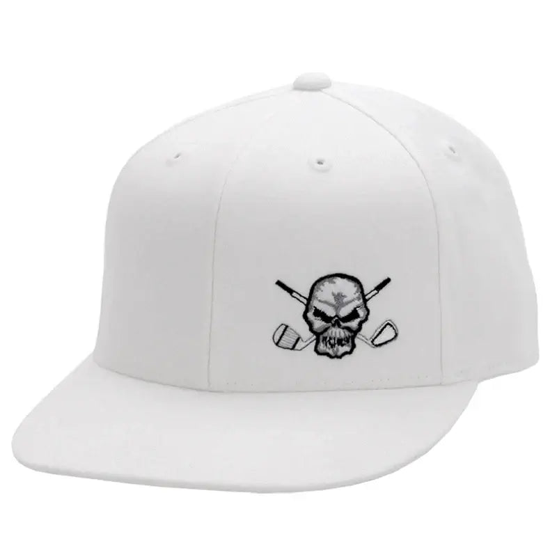white flat brim golf hat