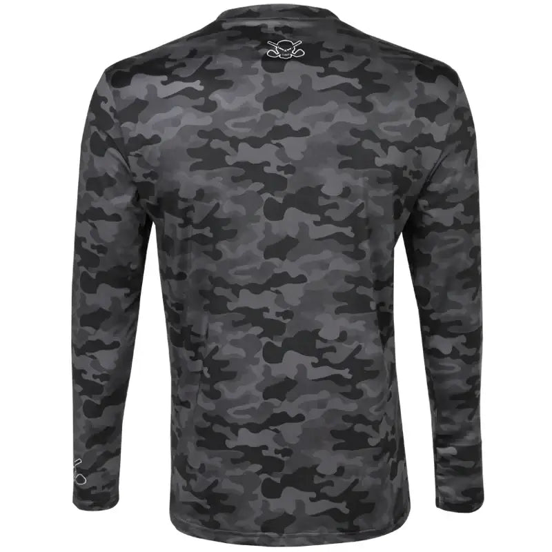 golf undershirt black camo skull back
