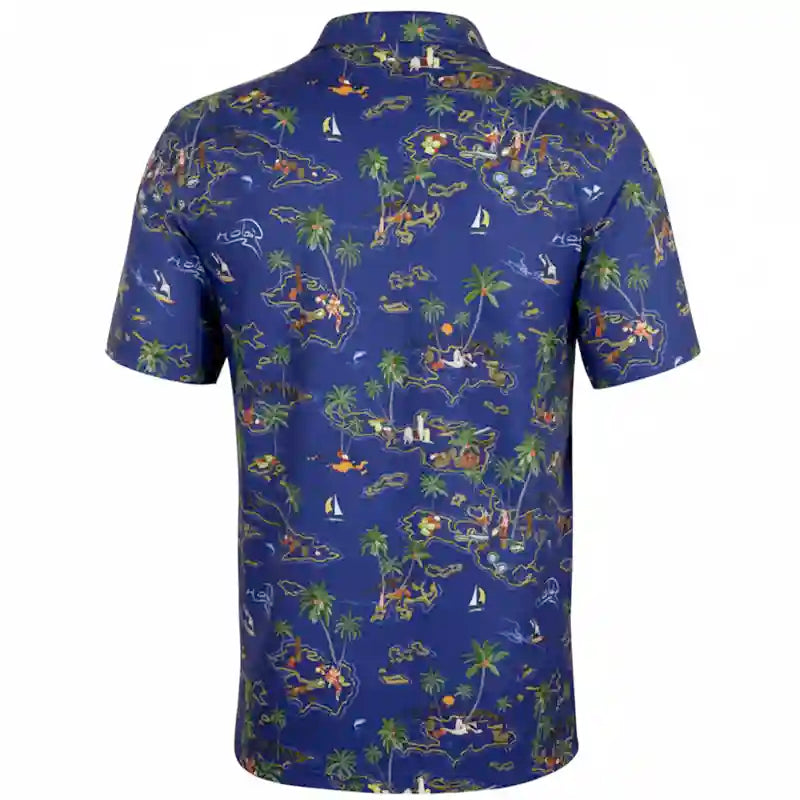 Vintage Hawaiian Men's Golf Shirt (Ocean Blue)