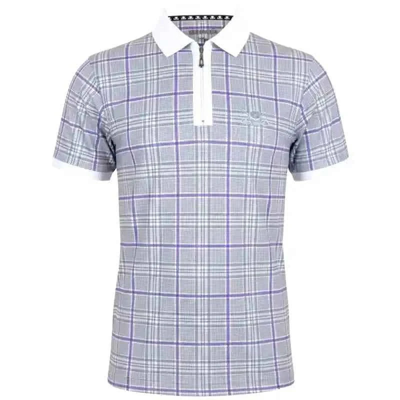 July Outfit - Save 20% - Golf Shirt, Shorts, Leather Belt (Purple/Grey/Purple)