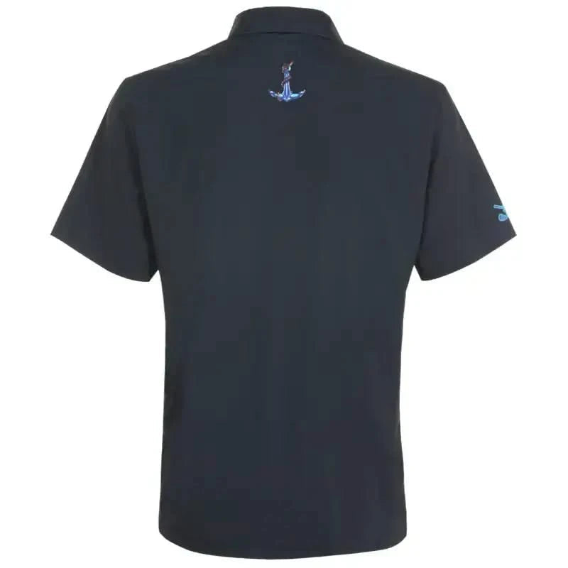 Black birdie polo shirt with a small logo on the chest