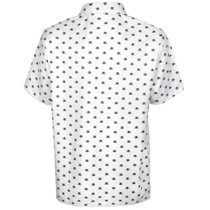 white small skulls golf polo