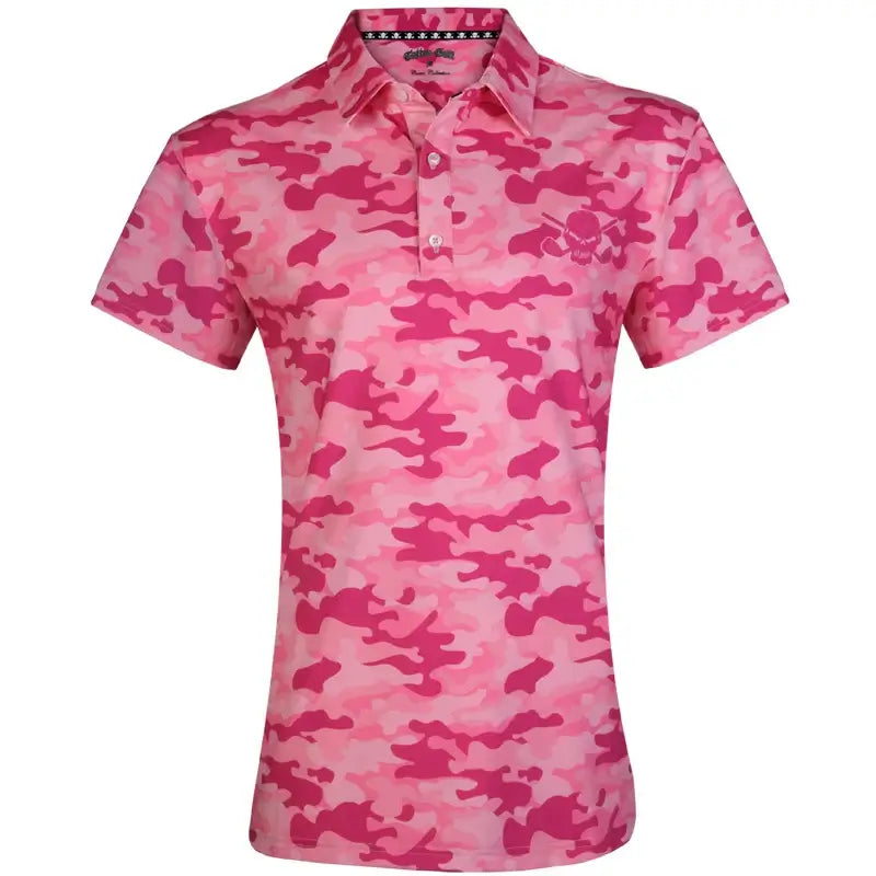 women's pink camo golf polo