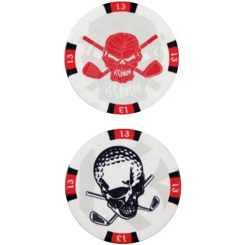 white poker chips golf ball marker