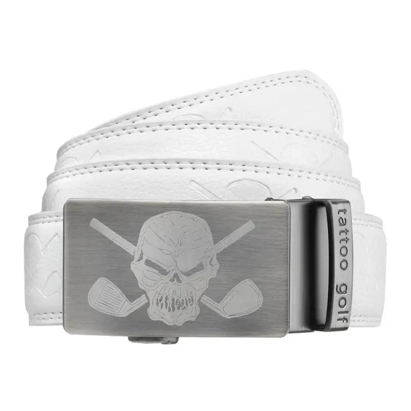 premium leather white belt
