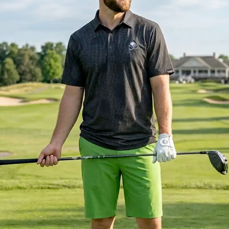 Rogue Cool-Stretch Men's Golf Shirt & Golf Shorts (Black/Green)