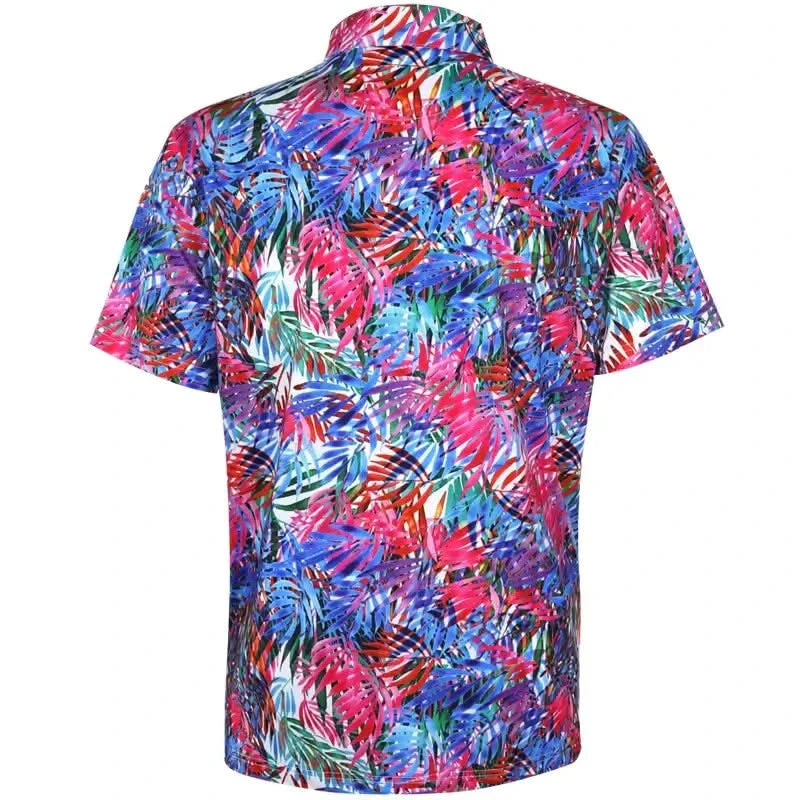 Tattoo Golf Summertime men's multicolor polo, shown from the back in a product view.