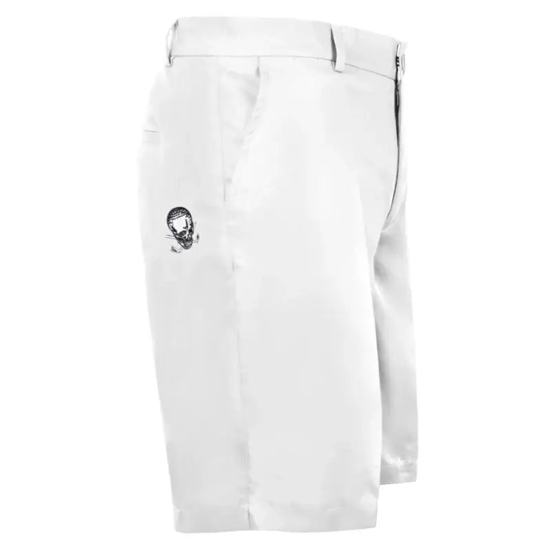 White shorts with a small black logo