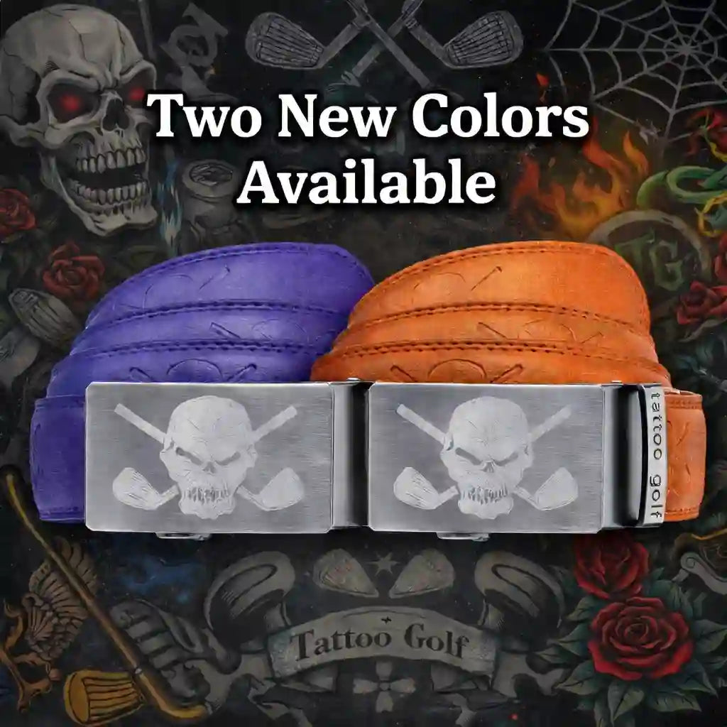 New Colors Alert: Purple & Orange Leather Ratchet Belts Now Available