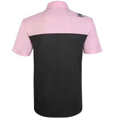 two tone black pink golf polo