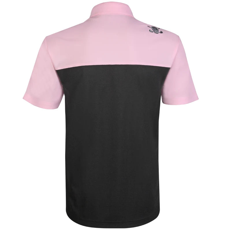 two tone black pink golf polo