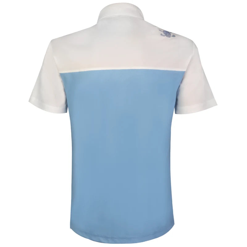 2-Tone Cool-Stretch Men's Golf Shirt (Blue/White) - Price Slashed!