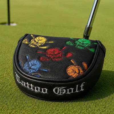 Colorful skull two-ball golf putter cover by Tattoo Golf 