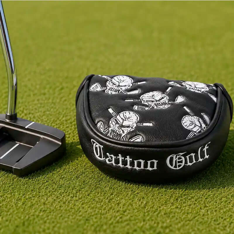 Black and white bold two-ball golf putter cover