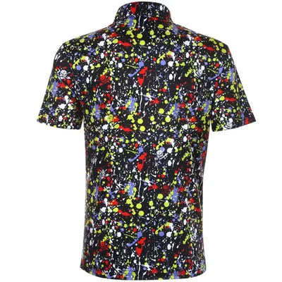 Colorful splatter paint pattern golf shirt