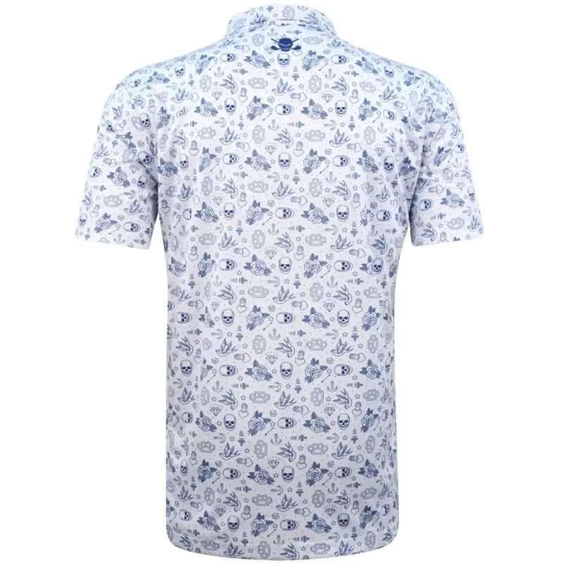 white tattoo flash golf top