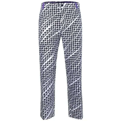 Purple & black Houndstooth patterned golf pants 