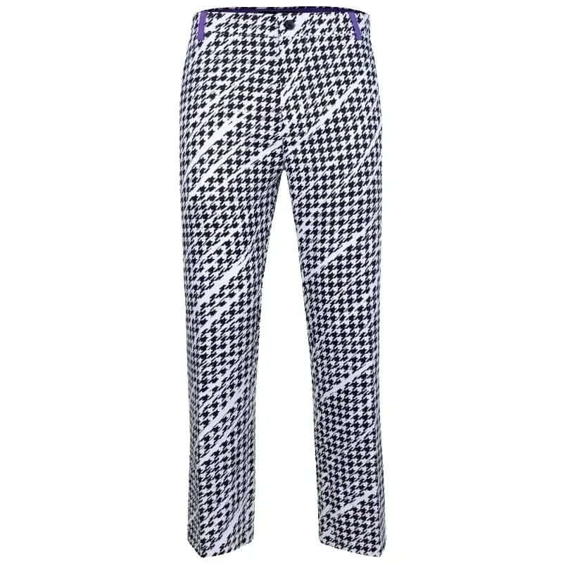 Purple & black Houndstooth patterned golf pants 