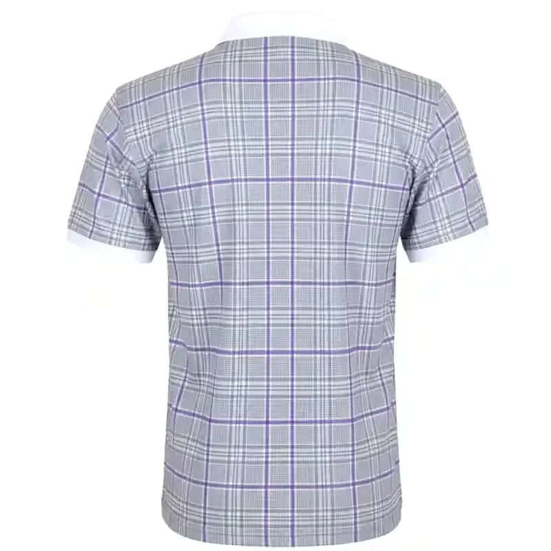 Plaid patterned purple golf polo shirt with skull design