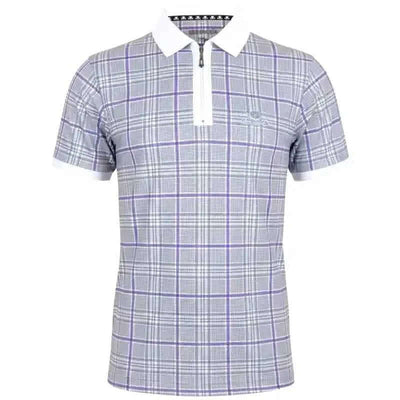 July Outfit - Save 20% - Golf Shirt, Shorts, Leather Belt (Purple/Grey/Purple)