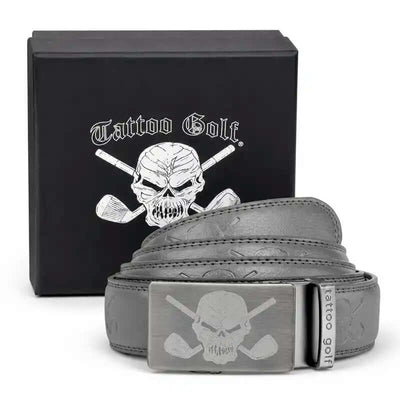 Cool gray ratchet golf belt for men by Tattoo Golf 